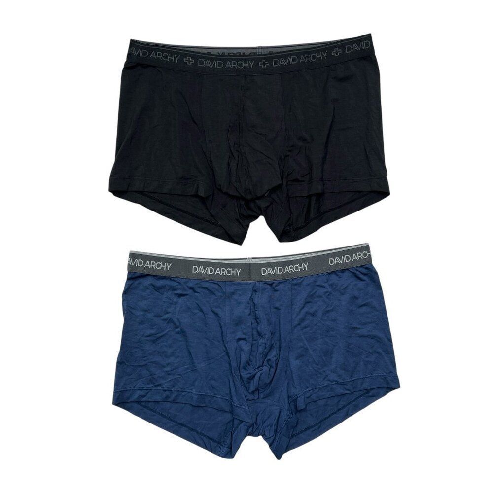 David Archy Men's Size Medium Black & Blue‎ 2 Pack Bamboo Boxer Briefs